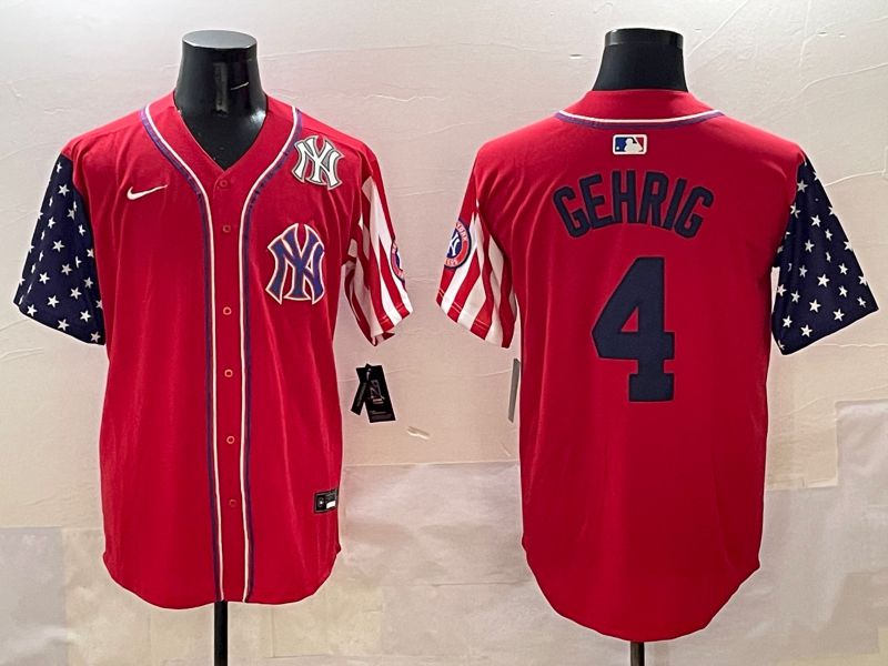 Men New York Yankees #4 Gehrig Red a generation of national flags Jointly Name 2025 Nike MLB Jersey style 8->new york yankees->MLB Jersey